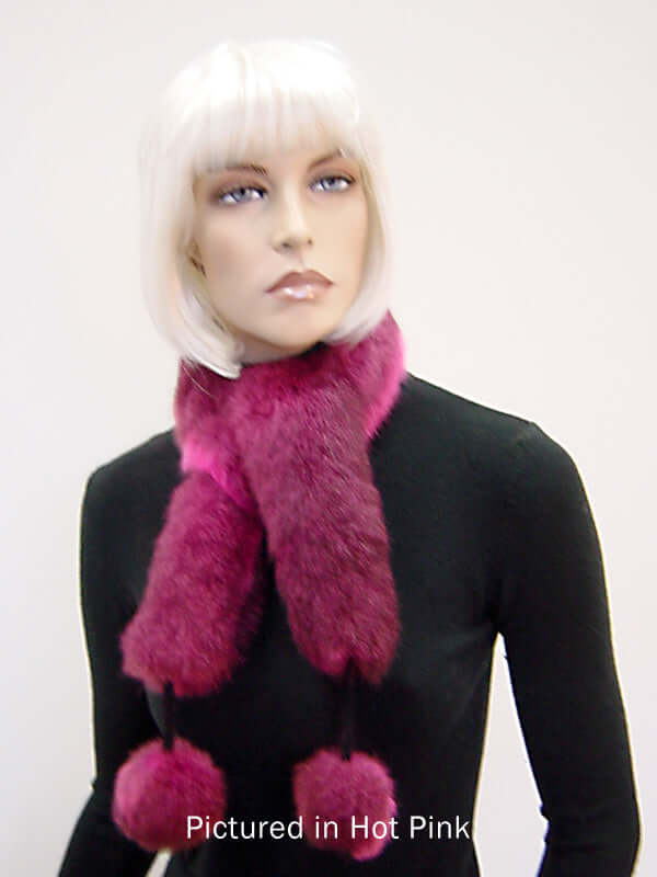 Possum Fur Pompom Scarf