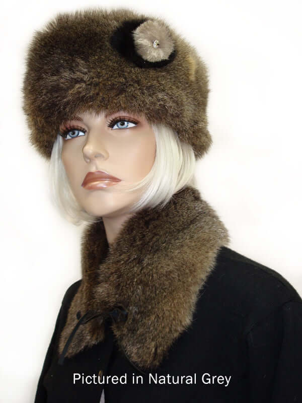 Possum Fur Cossack Hat with Rose