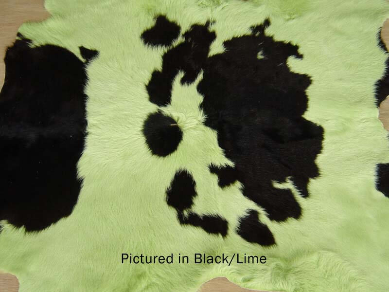 New Zealand Friesian spotted cow skin leather hides in natural and dyed colors. Great for rug or chair cover