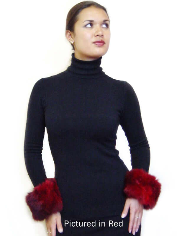 Possum fur sleeve cuffs for women with detachable elastic grips to accessorize any top, jacket or coat in many colors