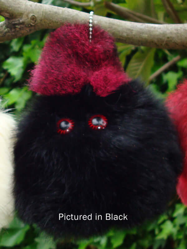 Possum fur ball toy for kids that squeaks when squeezed to hang on tree, car aerial or schoolbag