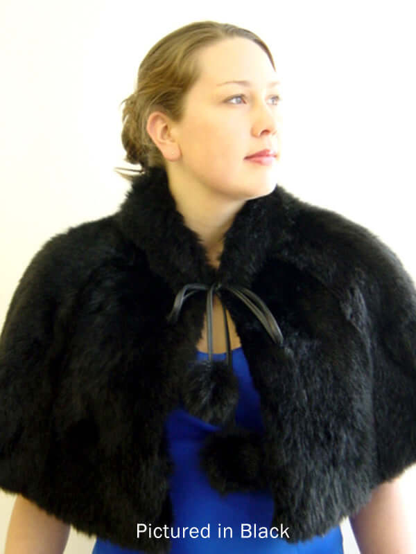 Possum Fur Cape with Pompoms