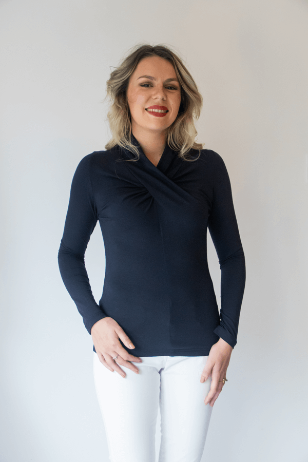 Copper Ion Antimicrobial Twisted High Neck Top