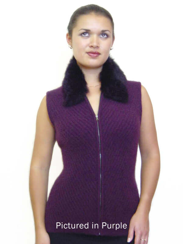 Possum Merino Chelsea Knitwear Vest (with fur collar)