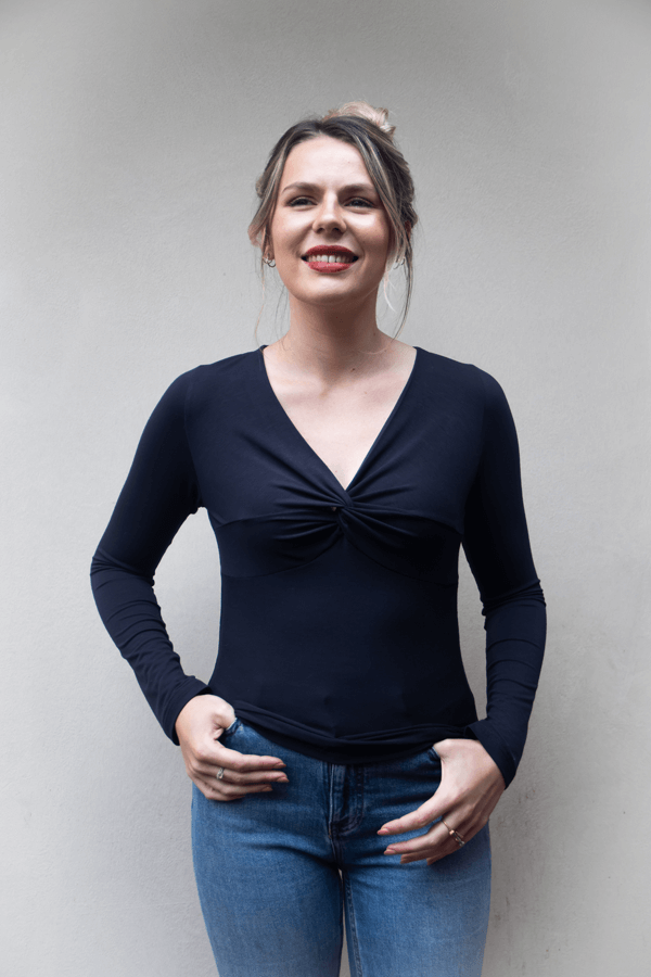 Copper Ion Antimicrobial Twisted Low Neck Top