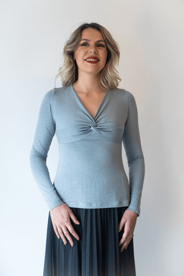 Copper Ion Antimicrobial Twisted Low Neck Top
