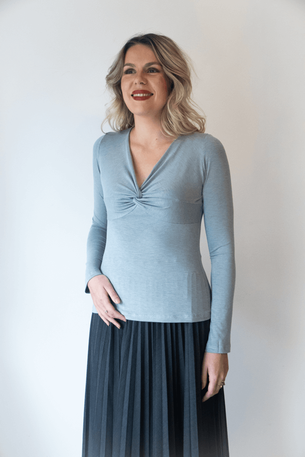 Copper Ion Antimicrobial Twisted Low Neck Top