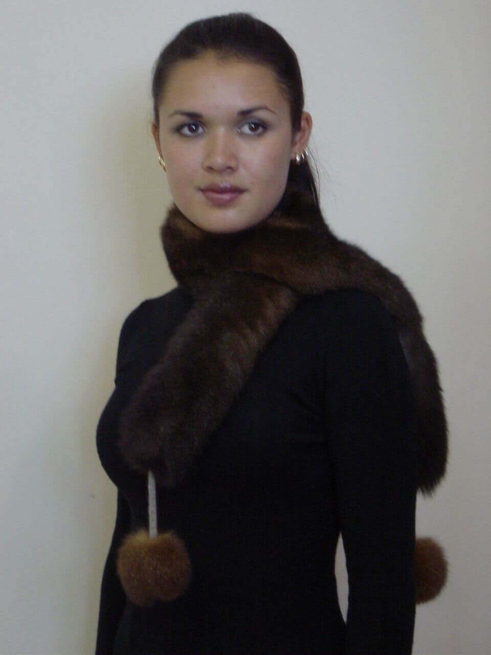 Possum Fur Pompom Scarf