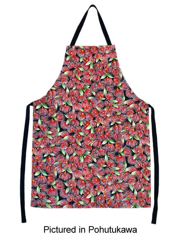 Kiwiana Cotton apron in NZ Pohutukawa print, great for a souvenir gift