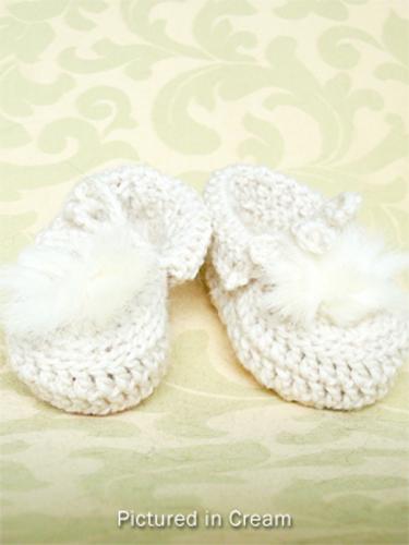 Baby booties low cut crocheted wool with possum fur trim in assorted colors