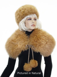 Alpaca Fleece Cossack Russian pillbox hat for men and women in natural color