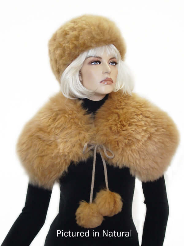Alpaca Fleece Cossack Russian pillbox hat for men and women in natural color