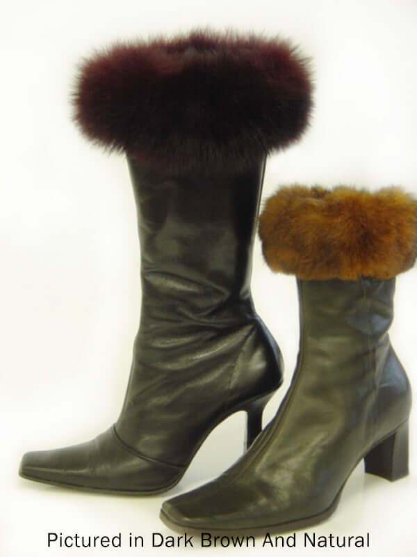 Possum fur boot cuffs: detachable with elastic grips to trim boot tops for glamour look; in many colors