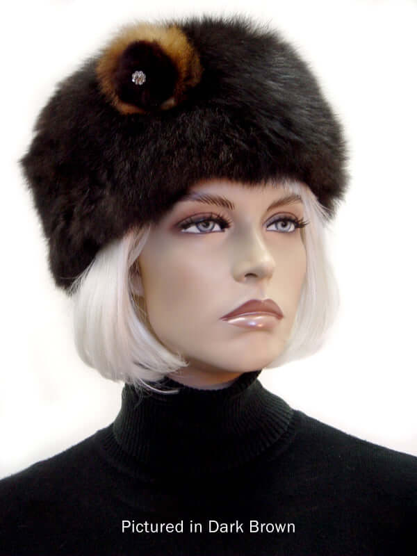Possum Fur Cossack Hat with Rose