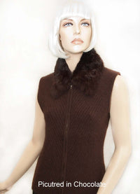 Possum Merino Chelsea Knitwear Vest (with fur collar)