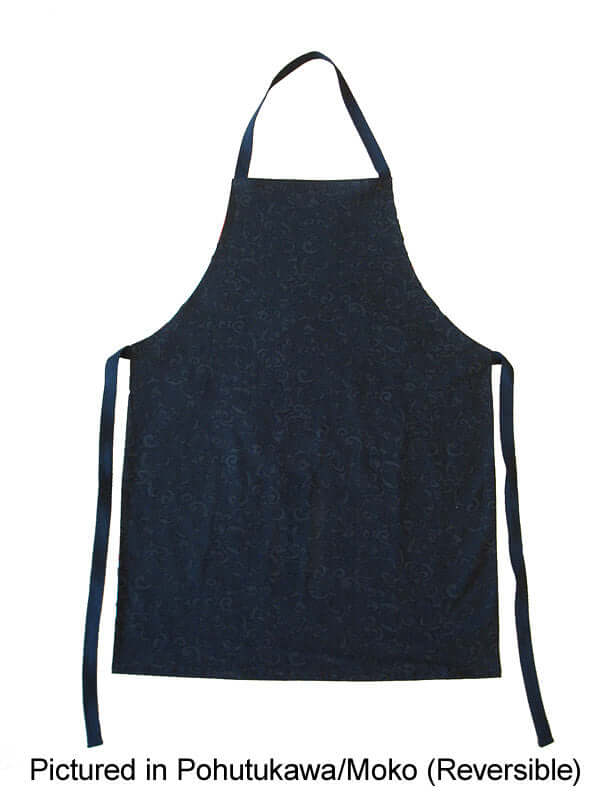 Kiwiana cotton New Zealand pohutukawa and moko print reversible apron for a NZ made souvenir gift