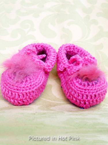Baby booties low cut crocheted wool with possum fur trim in assorted colors