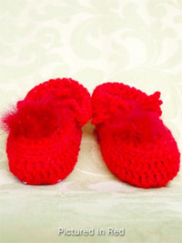 Baby booties low cut crocheted wool with possum fur trim in assorted colors