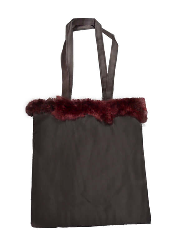 Possum fur trimmed eco bag hold all in black polypropylene and fur in many colors